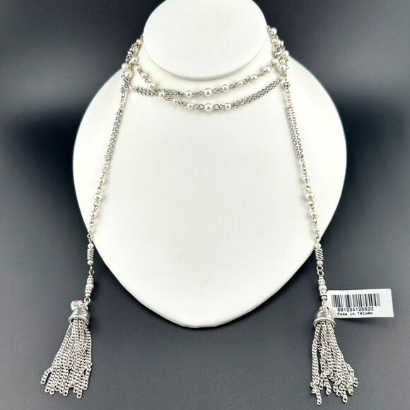 NEW Brighton Charleston Tassel Necklace Faux Pearl Beads Long Vintage Retired - Picture 1 of 5